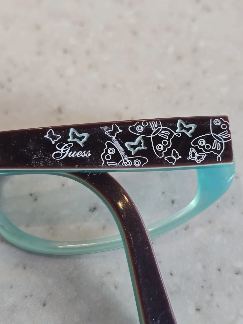 Guess GU 9048 BRN Eyeglass Frames Brown Turquoise Blue 46-16-135 Rectangle